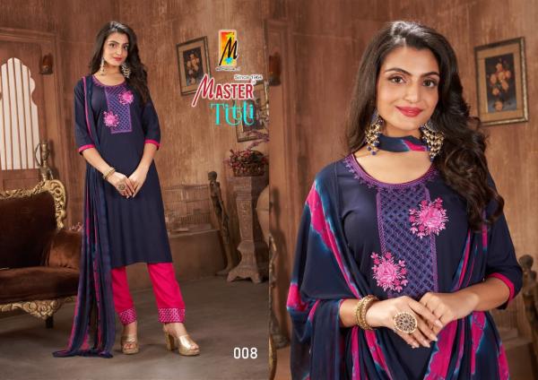 Master Titli Regular Wear Rayon Kurti Pant With Dupatta Collection